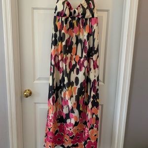 Strapless Floral Print Maxi Dress